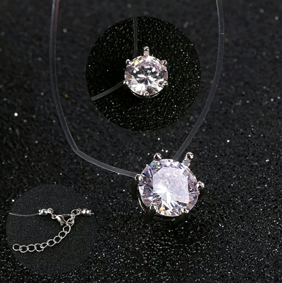 Transparent Nylon Necklace 8mm Swarovski Crystal - Picture 6 of 8